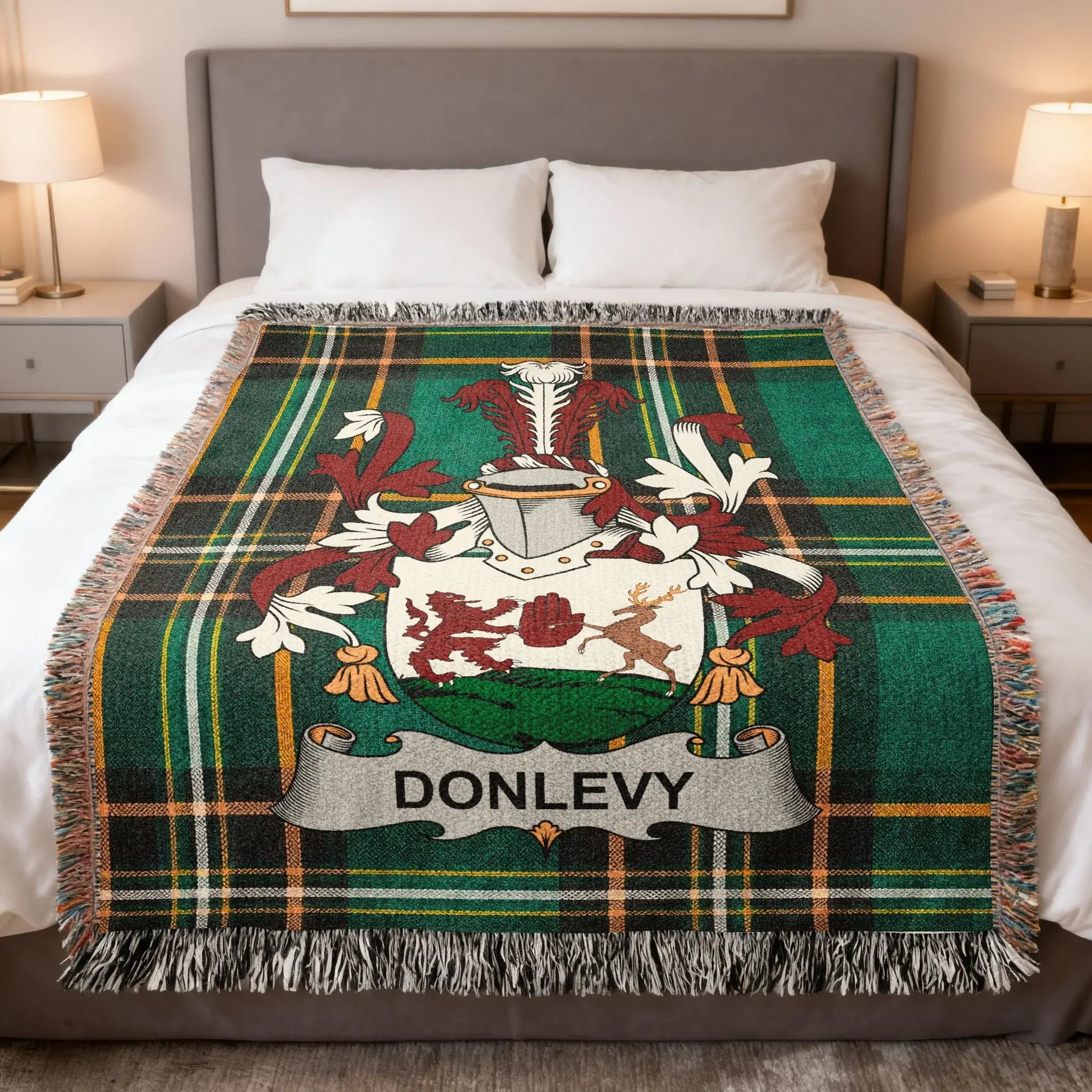 Donlevy Family Crest Tartan Plaid Pattern Blanket product type