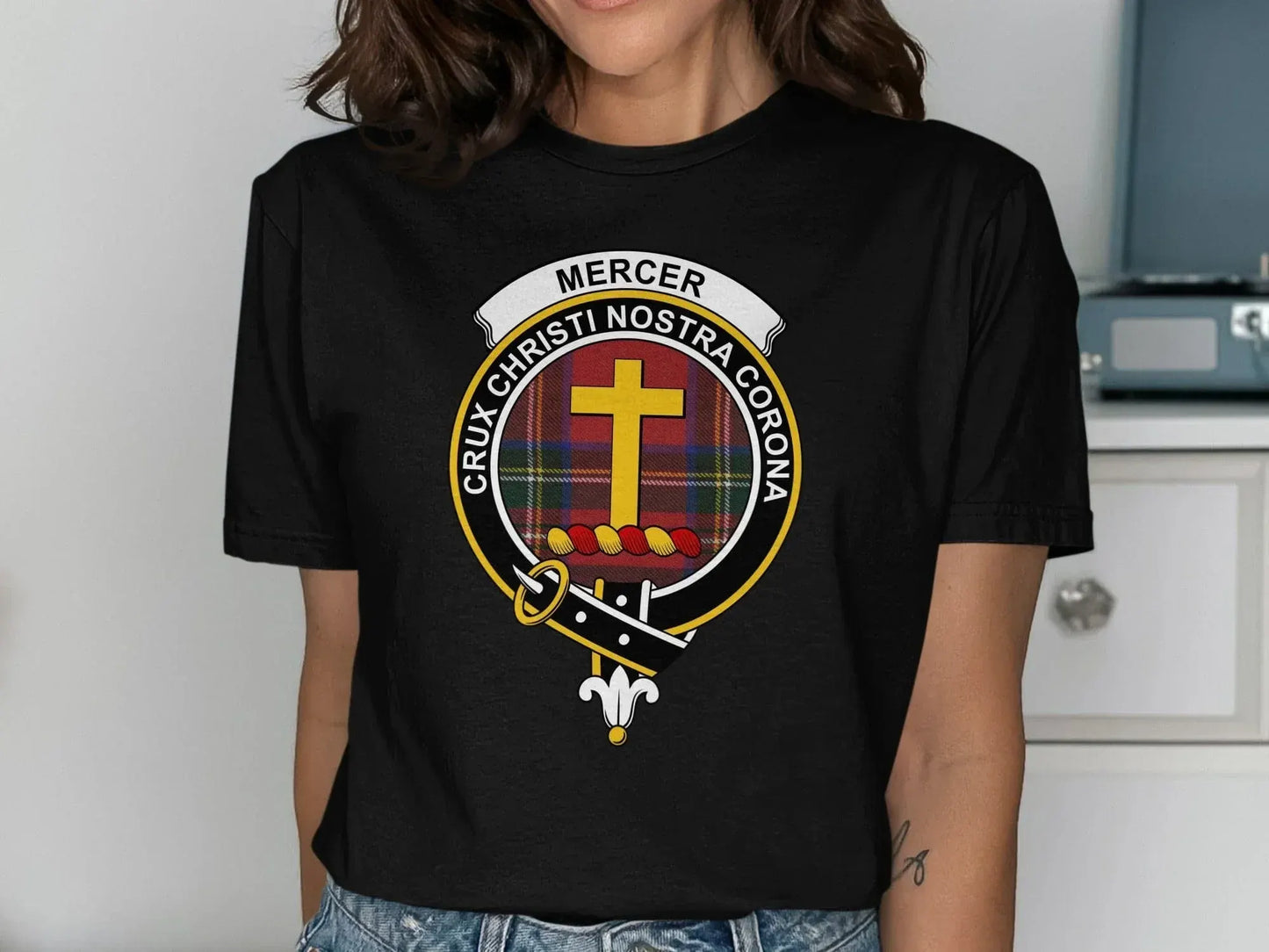 Mercer Family Crest T-Shirt with Clan Badge product type