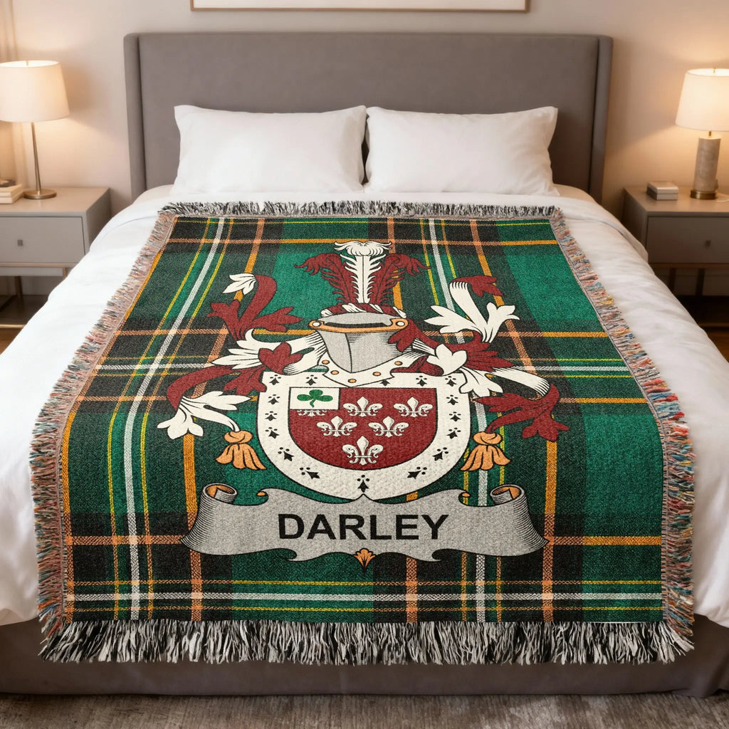 Darley Family Crest Green Tartan Throw Blanket product type