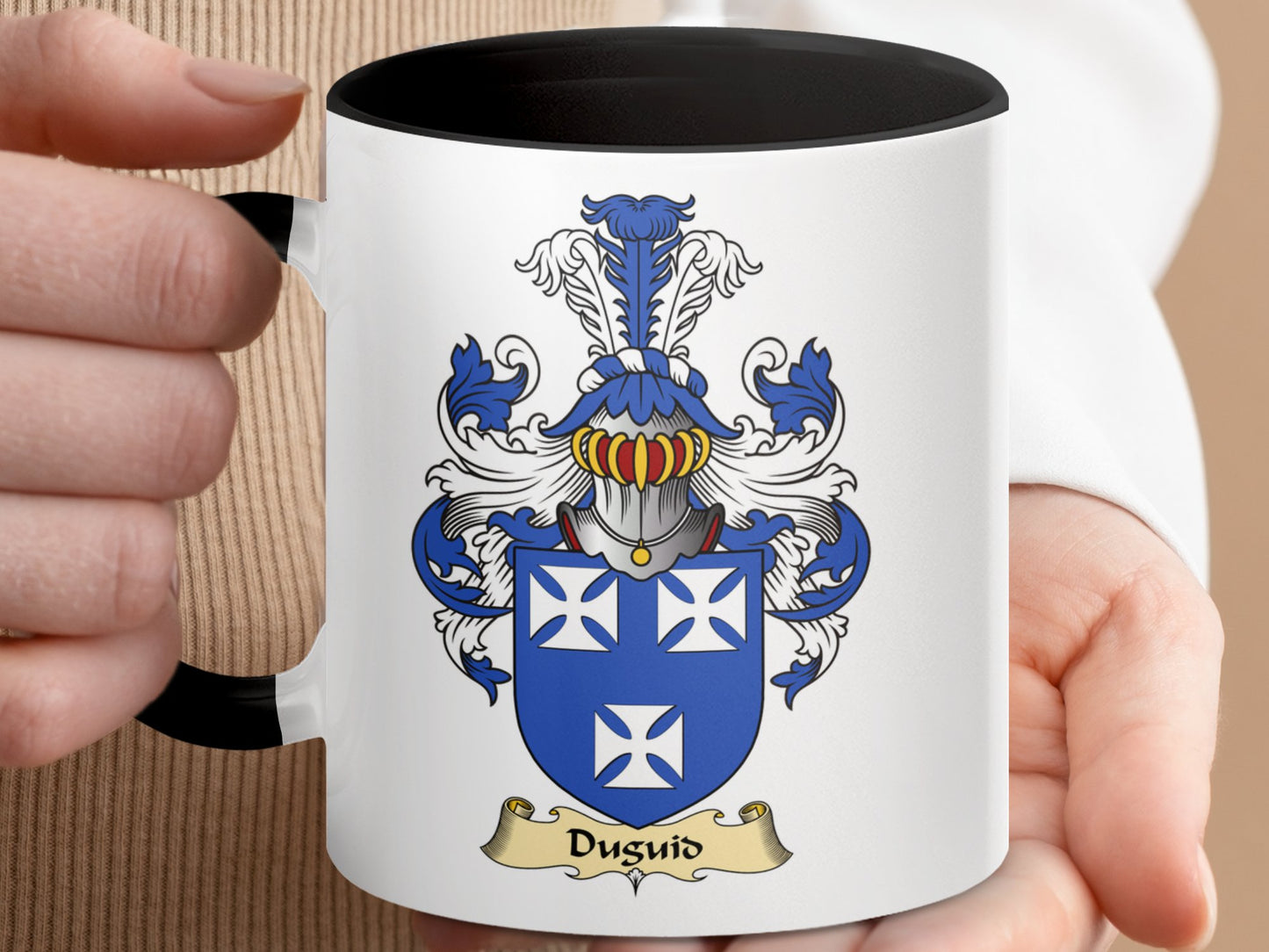 Clan Dysin Scottish Coat of Arms Accent Coffee Mug - Living Stone Gifts