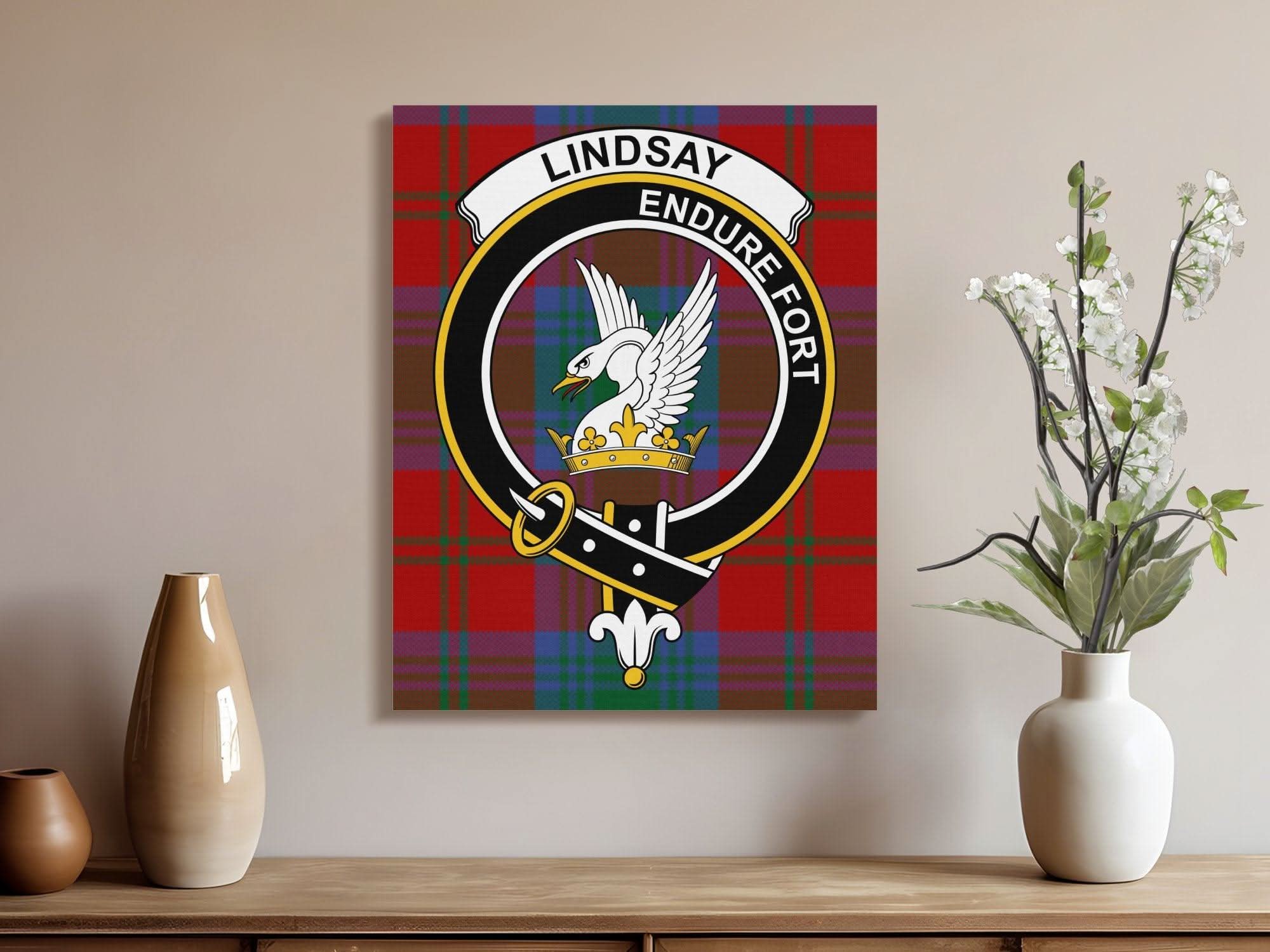 Lindsay Scottish Tartan Crest Canvas Wrap - Celtic Ancestry Gifts