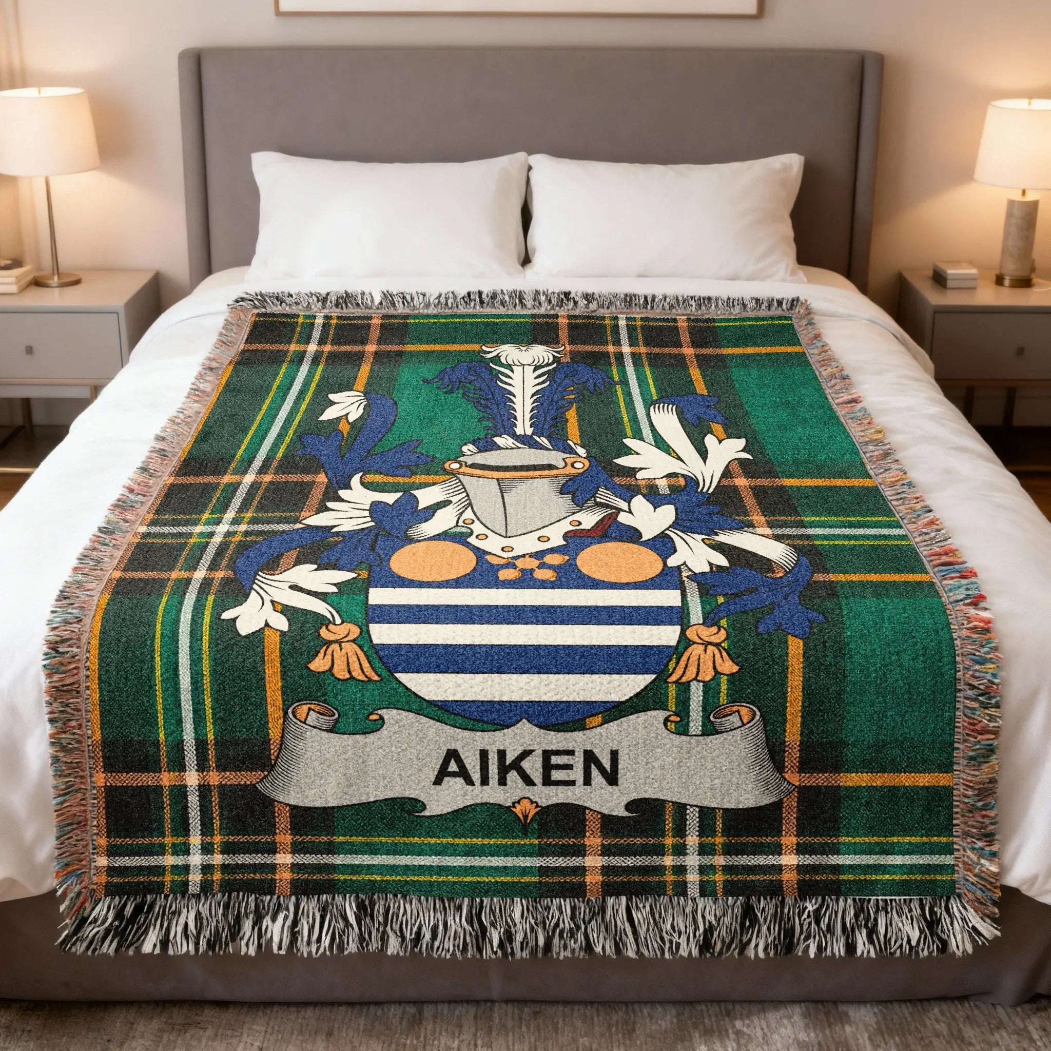Aiken Family Crest Plaid Throw Blanket product type