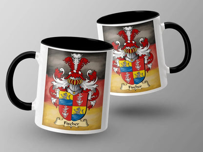 Vintage Fischer Family Crest German Flag Design Mug product