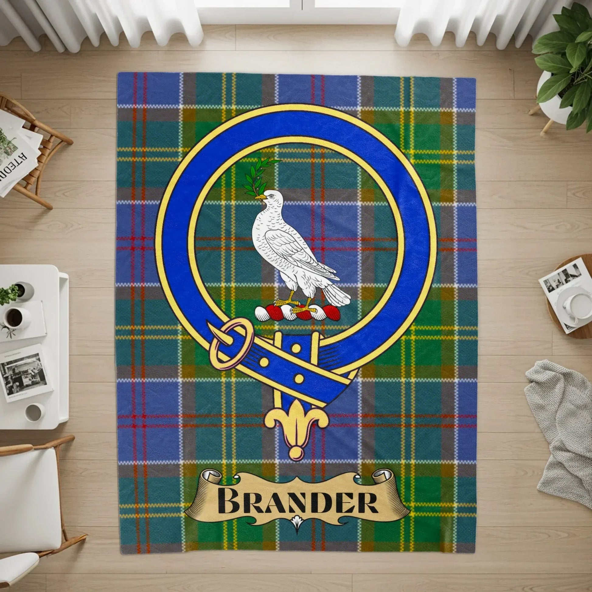 Brander Tartan Rug with Emblem Design product type