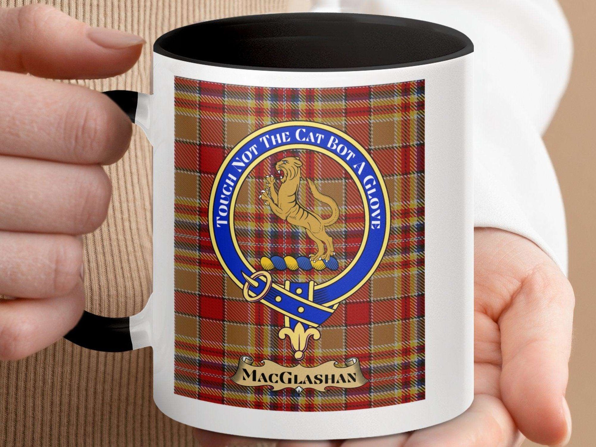 Authentic MacGlashan Clan Crest and Tartan Plaid Mug - Living Stone Gifts