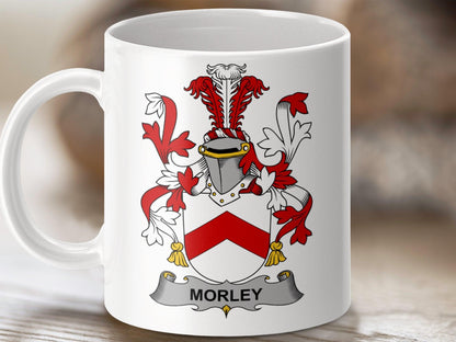 Morley Family Crest Coat of Arms Mug - Celtic Ancestry Gifts