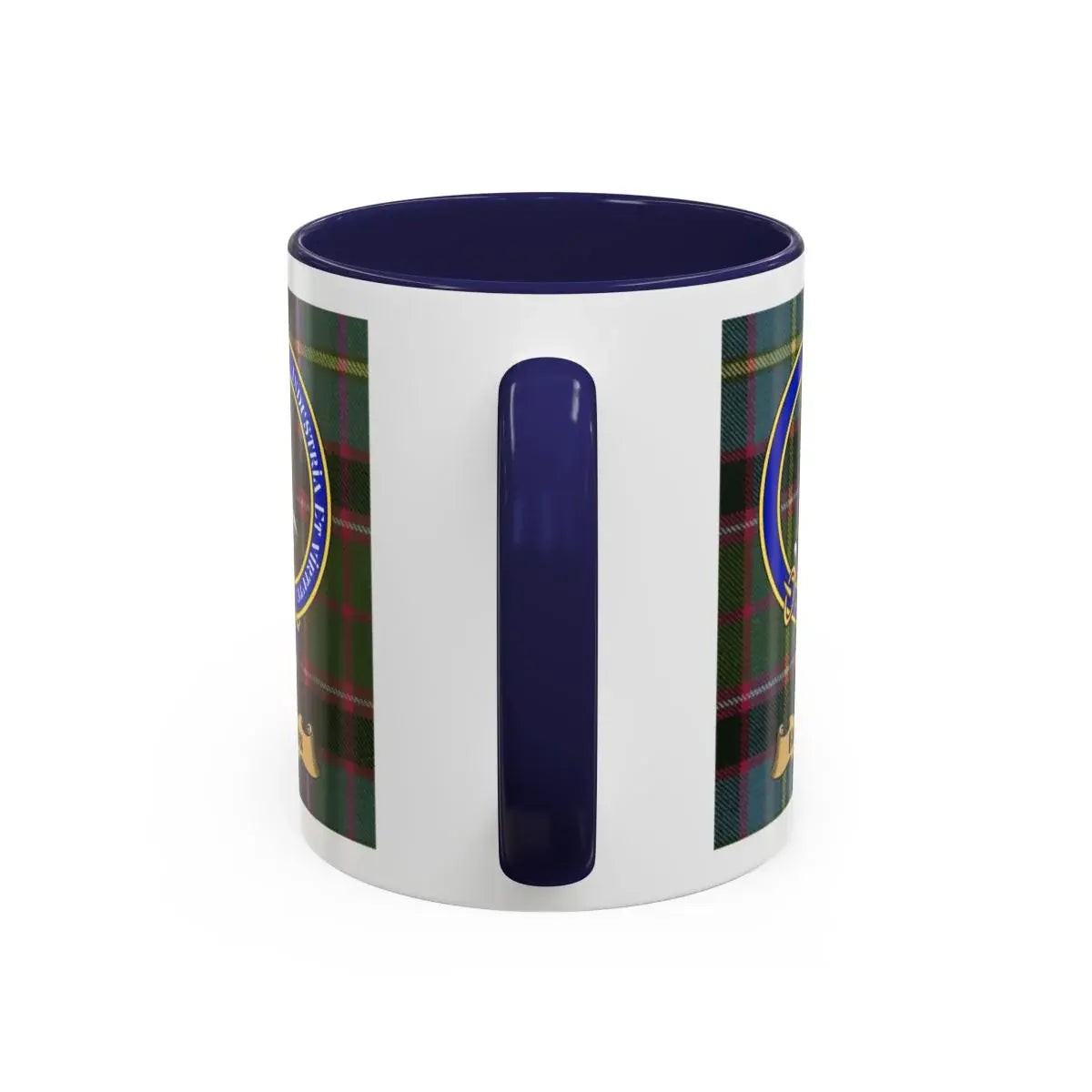 Navy Blue Accent Mug With Plaid Design Office Product