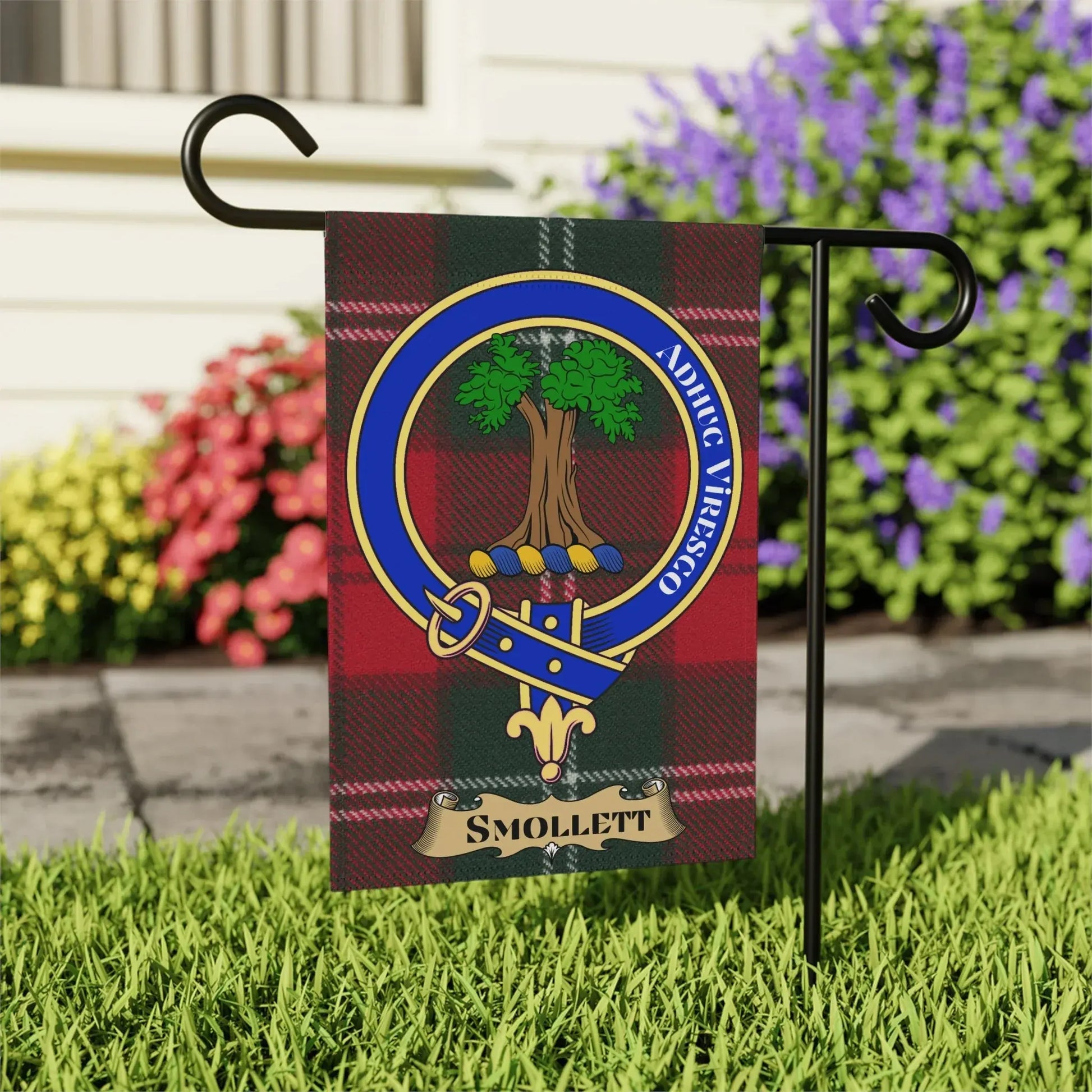 Clan Smollett Crest Plaid Garden Flag Product