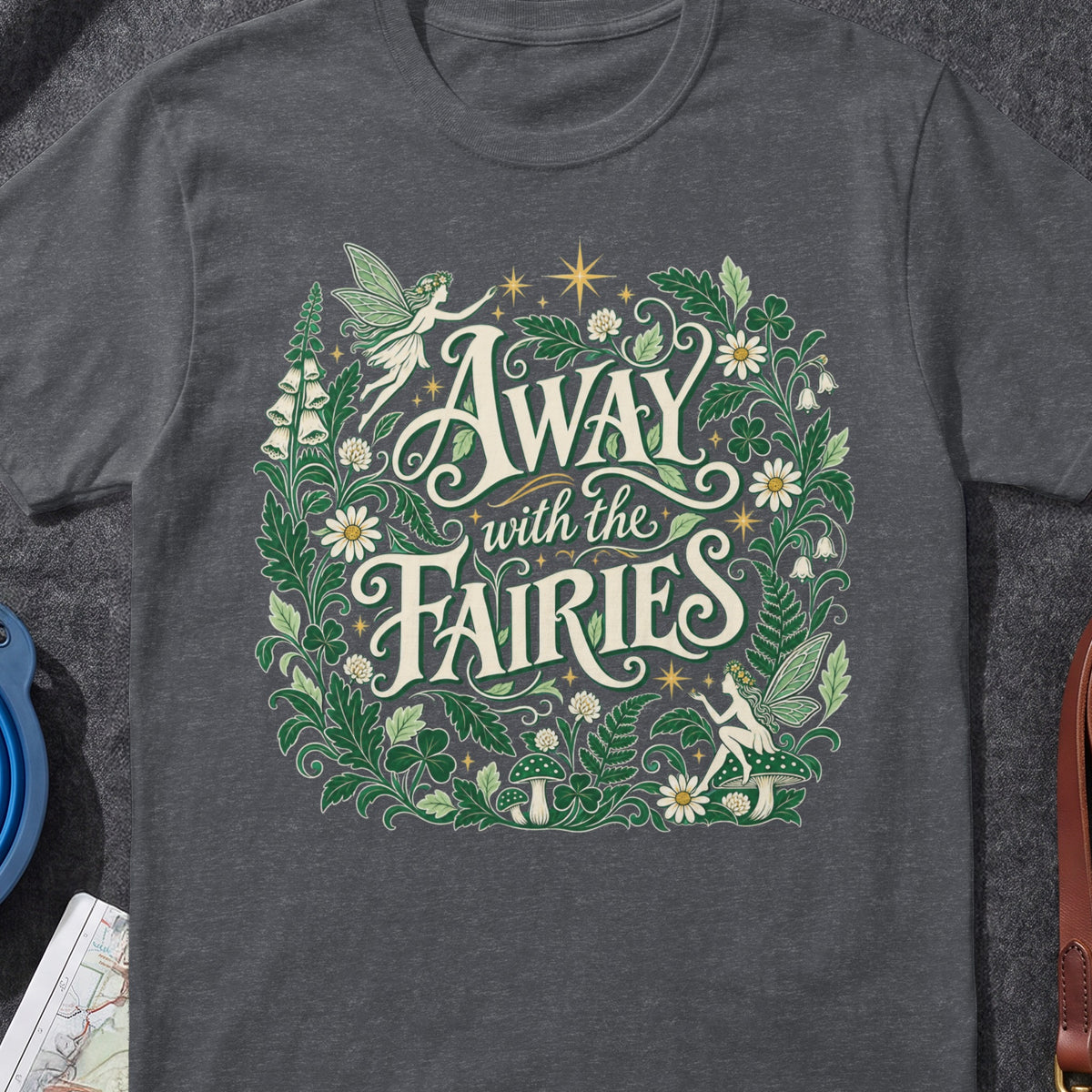 Away With The Fairies Irish graphic T-shirt in Dark Heather Grey