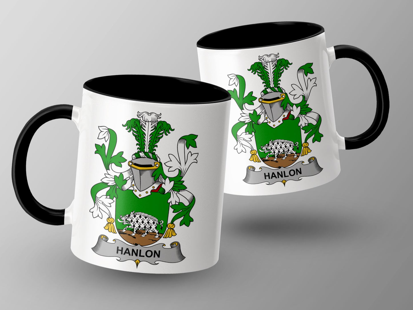 Hanlon Surname Irish Coat of Arms Family Crest Mug - Living Stone Gifts