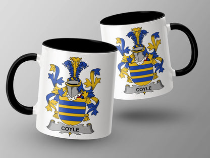 Coyle Surname Family Coat of Arms Heraldry Mug - Living Stone Gifts