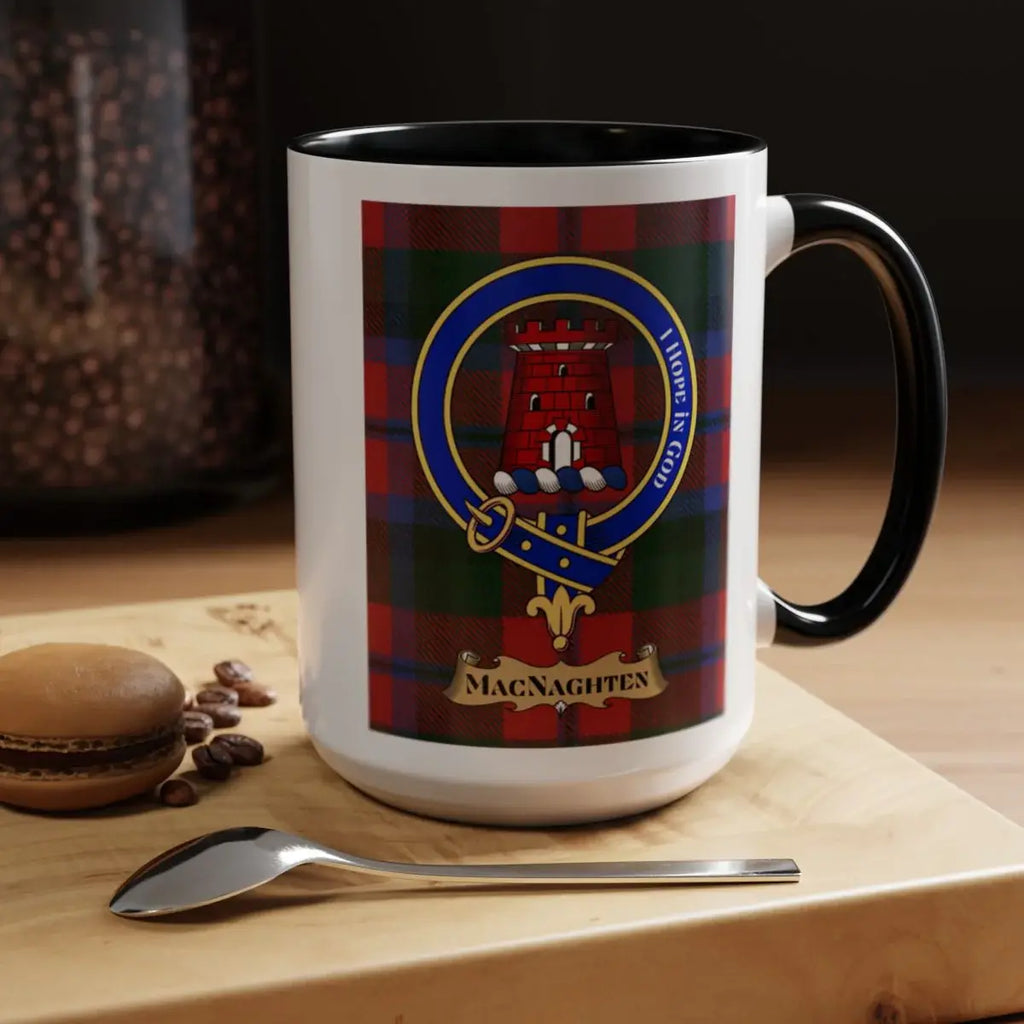Clan MacNaghten Crest Plaid Design Coffee Mug