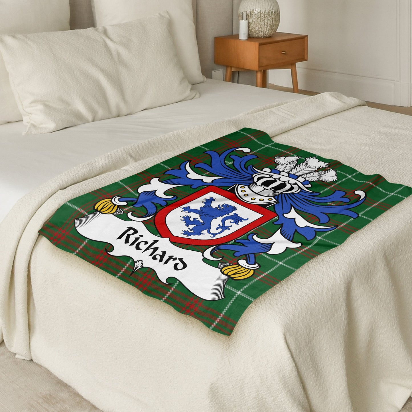 Richard Welsh Surname Coat of Arms Tartan Blanket - Living Stone Gifts