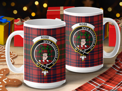 Ross Clan Crest Tartan Mug Traditional Scottish Mug - Living Stone Gifts