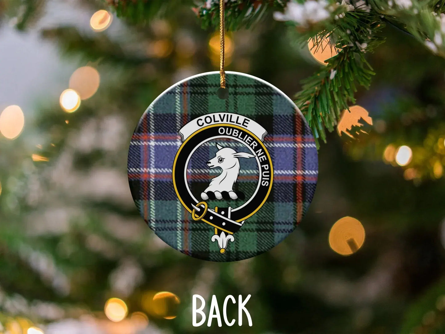 Colville Oublier Ne Puis Plaid Crest Ornament product type
