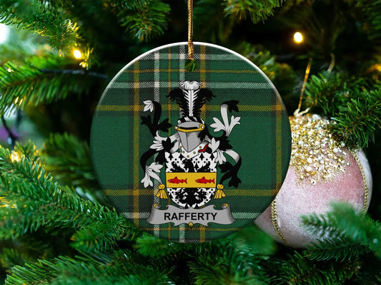 Rafferty Family Crest Green Plaid Christmas Ornament product type