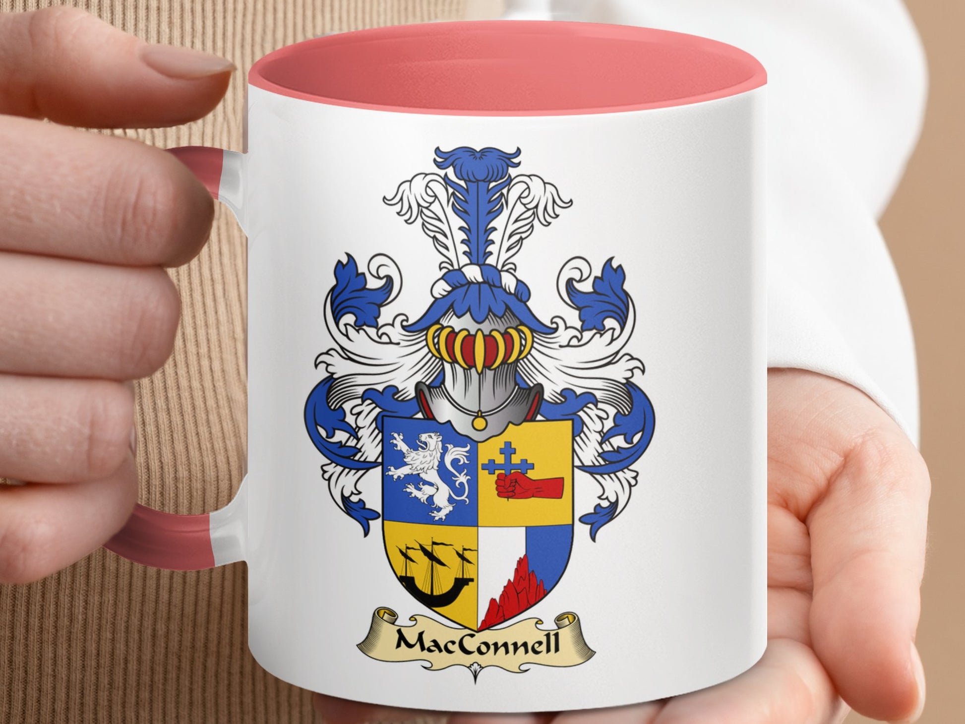 MacConnell Family Crest Coat of Arms Accent Coffee Mug - Living Stone Gifts