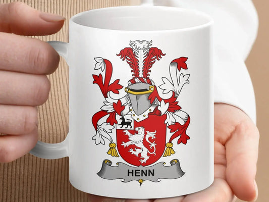 Henn Surname Irish Family Crest Mug - Celtic Ancestry Gifts