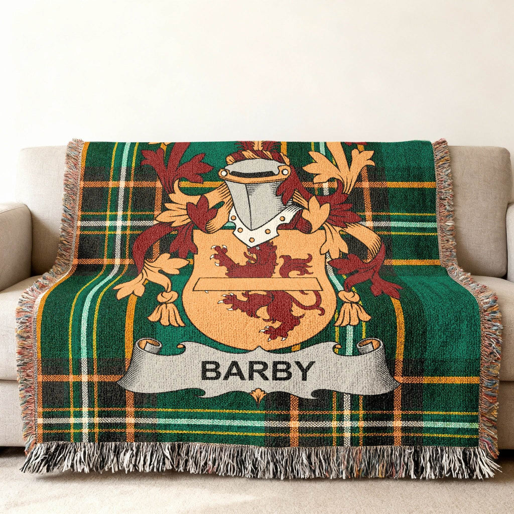 Barby Family Crest Plaid Green Throw Blanket product type