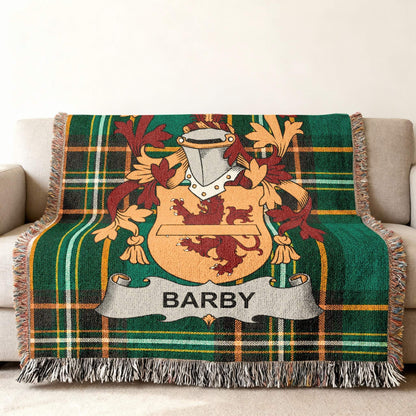 Barby Family Crest Plaid Green Throw Blanket product type