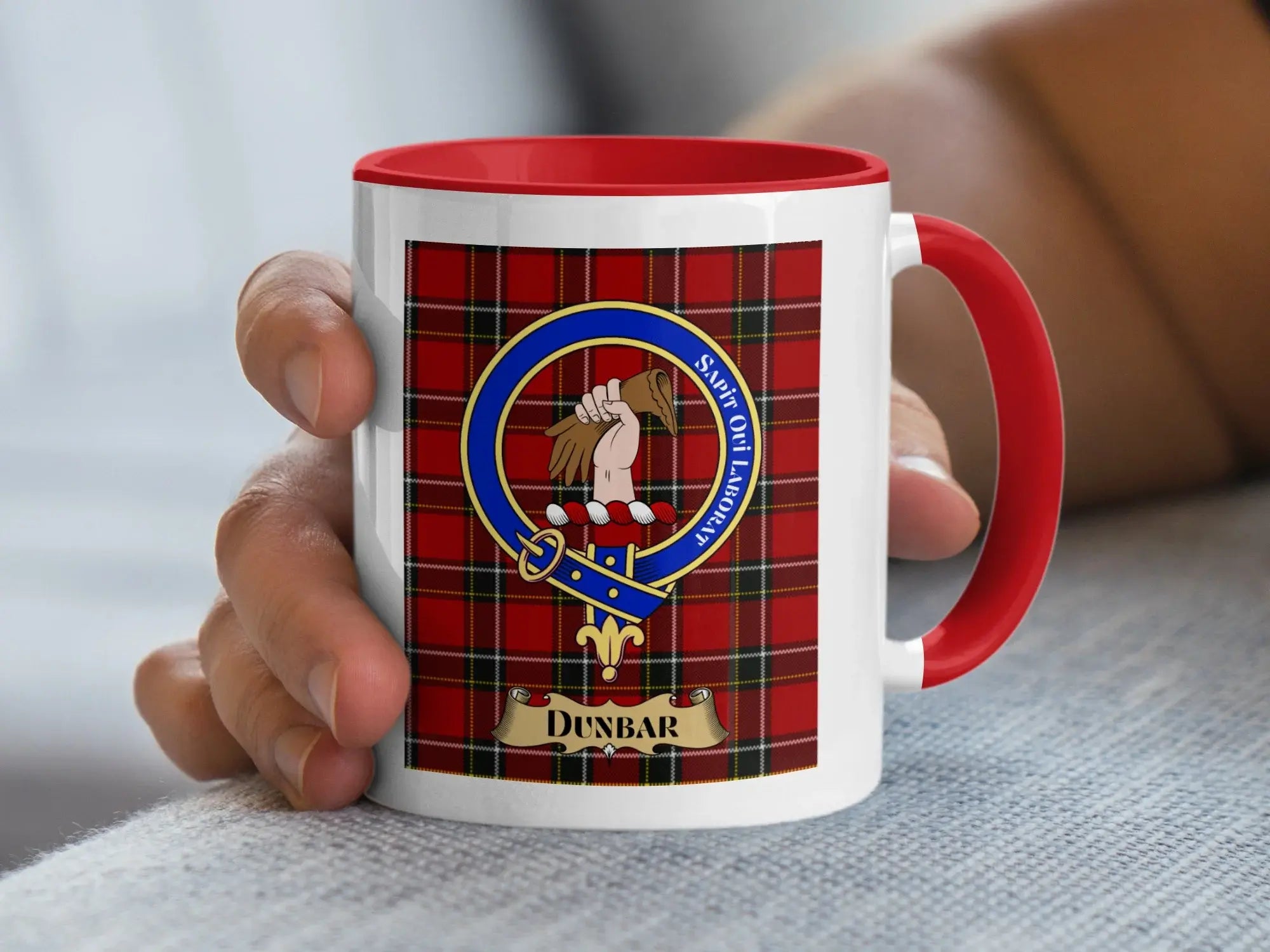 Dunbar family crest ceramic mug for everyday coffee and tea