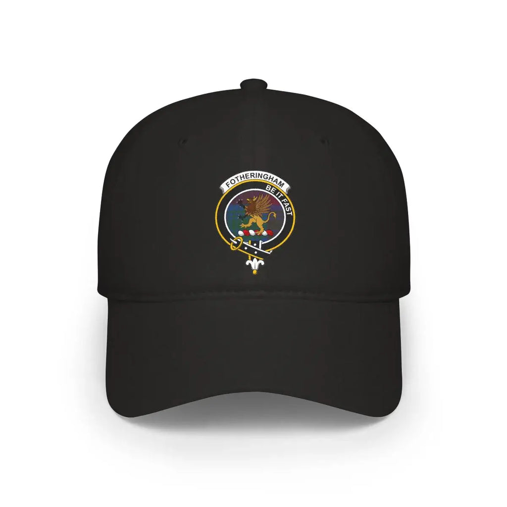 Clan Fotheringham crest printed baseball cap in black — low-profile cotton Scottish heritage cap