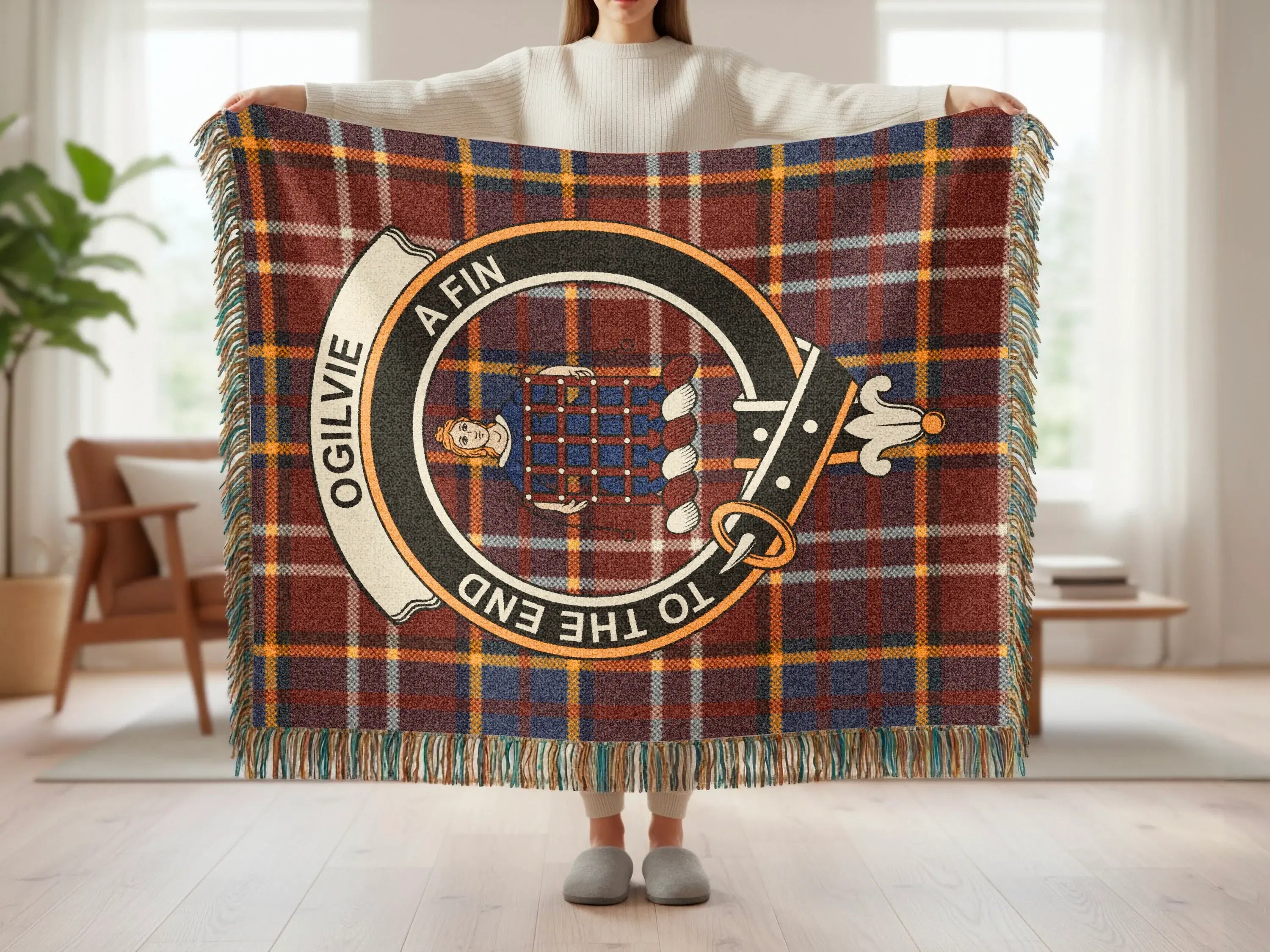 Traditional Ogilvie Clan Tartan Throw Blanket