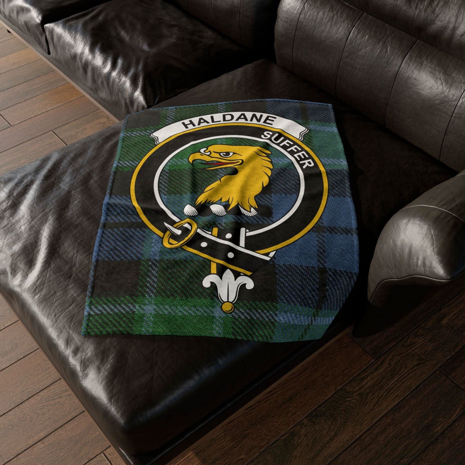 Haldane Clan Tartan Blanket – Scottish Crest Throw, Soft & Cozy - Celtic Ancestry Gifts