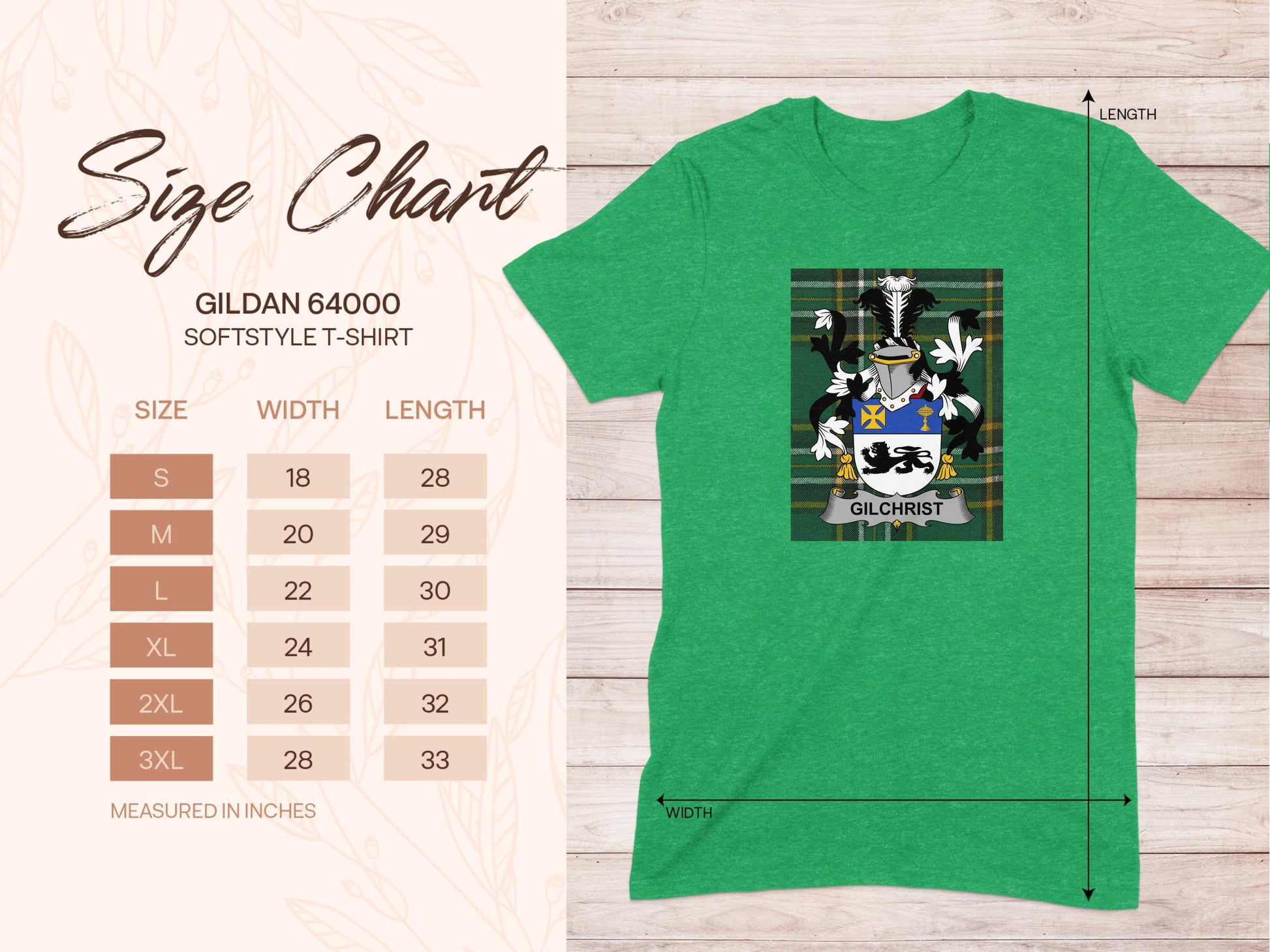 Gilchrist Family Coat of Arms Irish Tartan T-Shirt - Celtic Ancestry Gifts