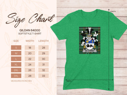 Gilchrist Family Coat of Arms Irish Tartan T-Shirt - Celtic Ancestry Gifts