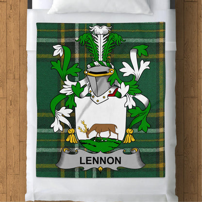 Lennon Surname Irish Tartan Throw Blanket - Living Stone Gifts