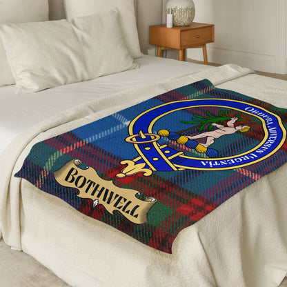 Bothwell Scottish Tartan Crest Throw Blanket - Living Stone Gifts