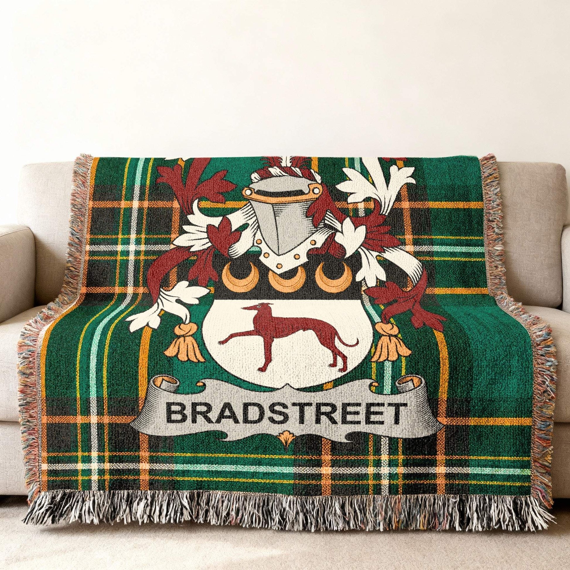 BRADSTREET Crest Green Plaid Throw Blanket product type