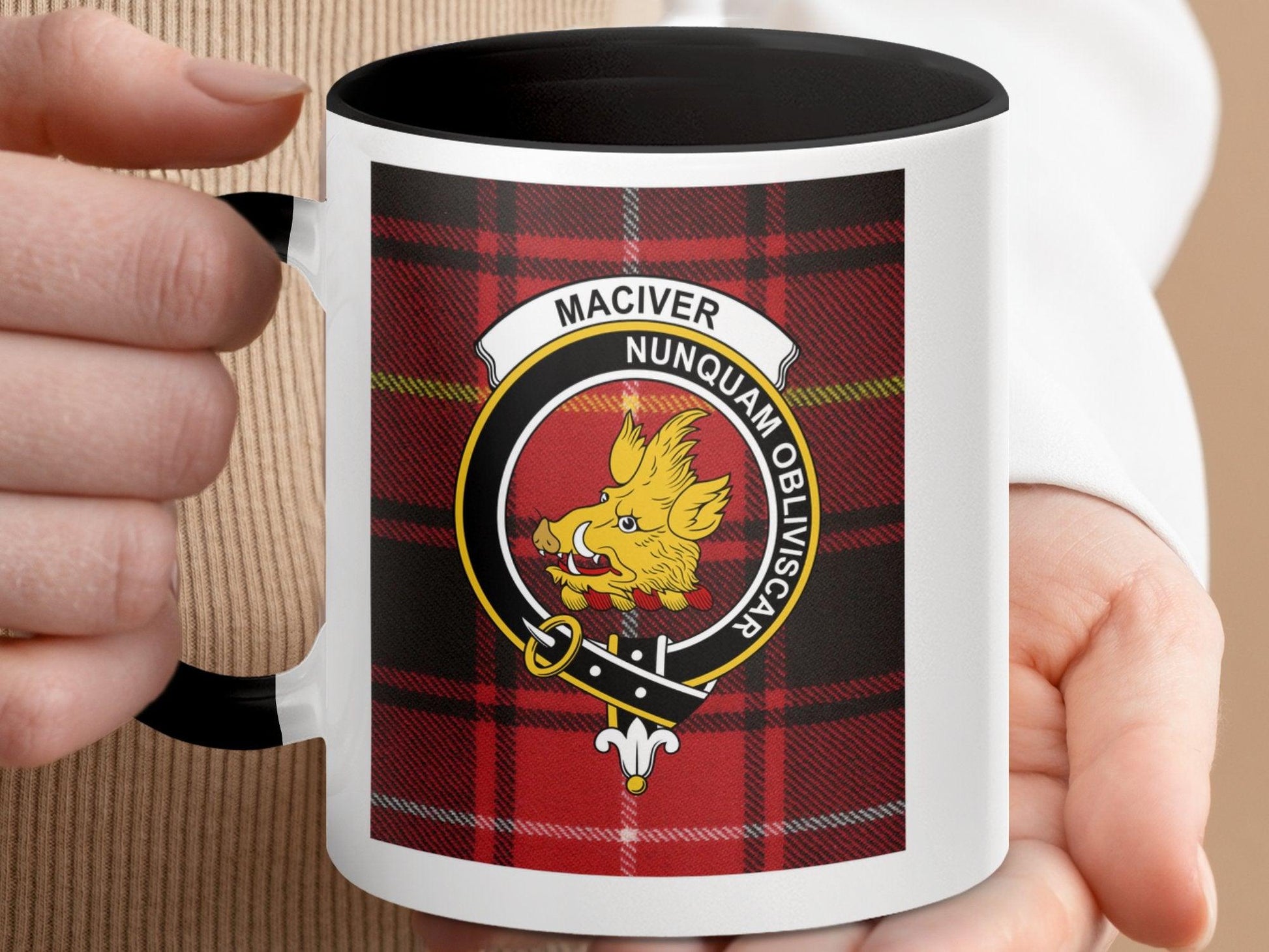 MacIver Clan Tartan Crest Plaid Design Mug - Living Stone Gifts