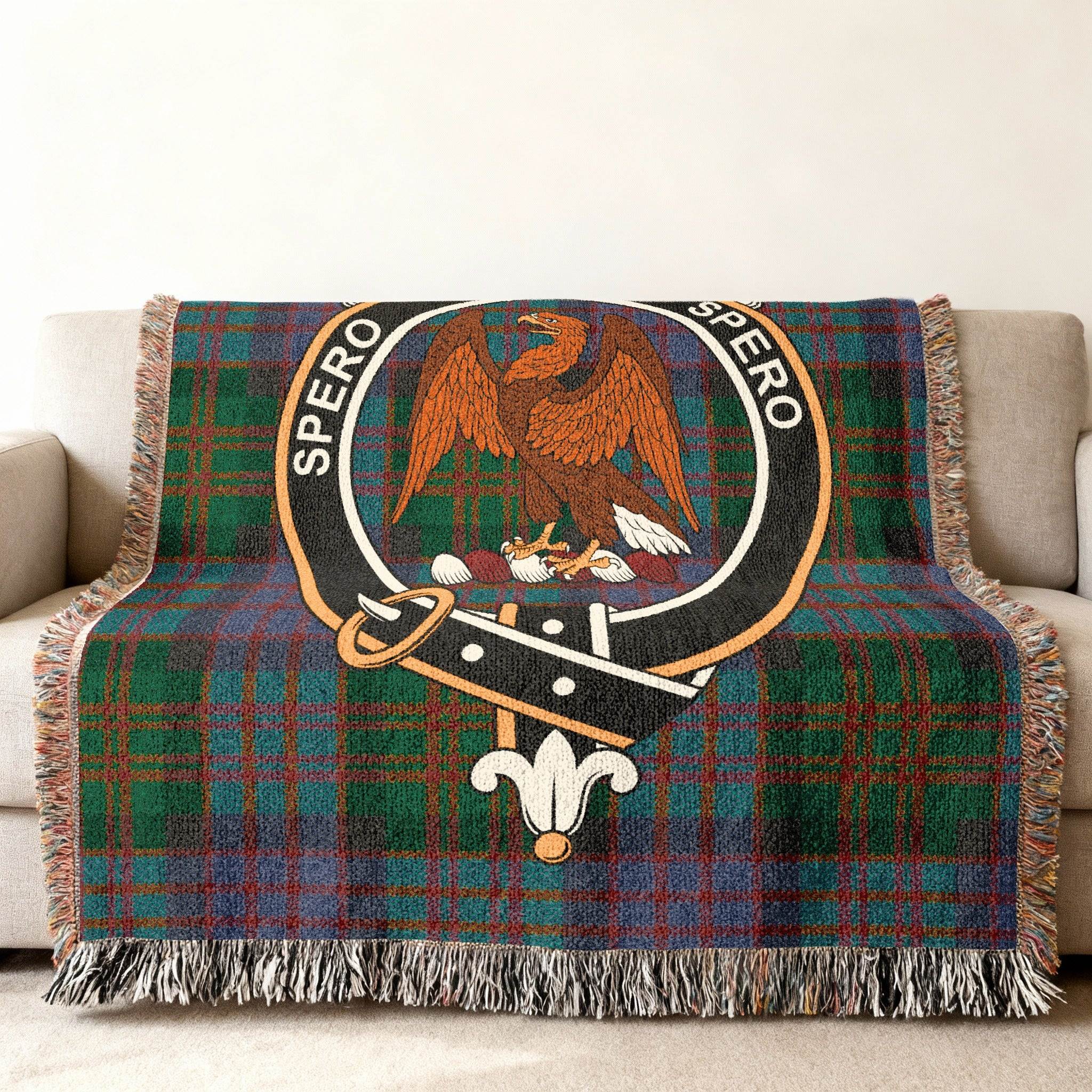 Spero Plaid Blanket with Eagle Emblem Home Decor Product