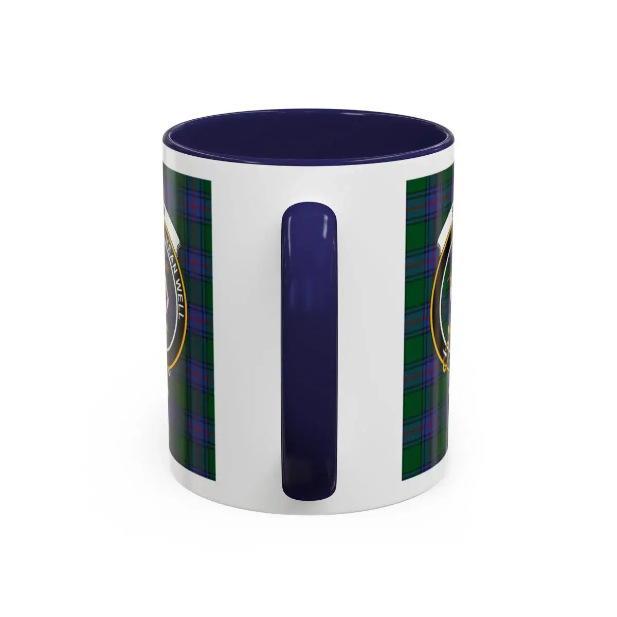 Shaw clan crest mug shown in 11 oz and 15 oz sizes