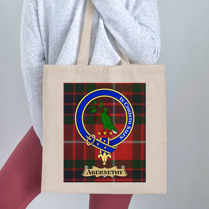 Abernethy Clan Crest Tartan Background Tote Bag - Living Stone Gifts