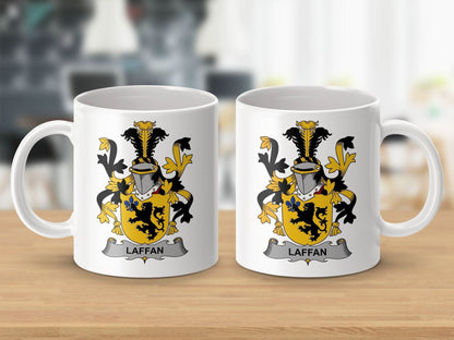 Laffan Irish Coat Arms Family Crest Surname Gift Mug - Celtic Ancestry Gifts