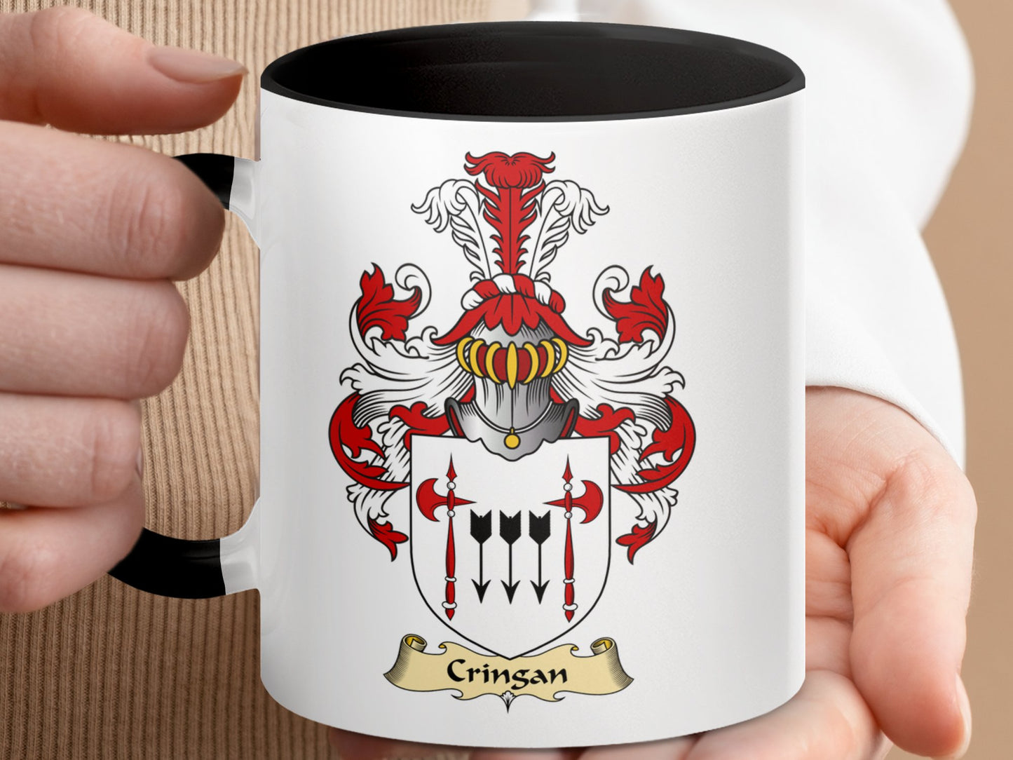 Cringan Scottish Clan Coat of Arms Accent Coffee Mug - Living Stone Gifts