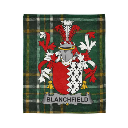 Blanchfield Family Crest with Tartan Pattern Blanket product