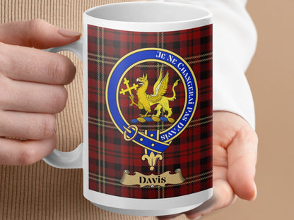 Clan Davidson Scottish Tartan Crest Design Mug - Living Stone Gifts