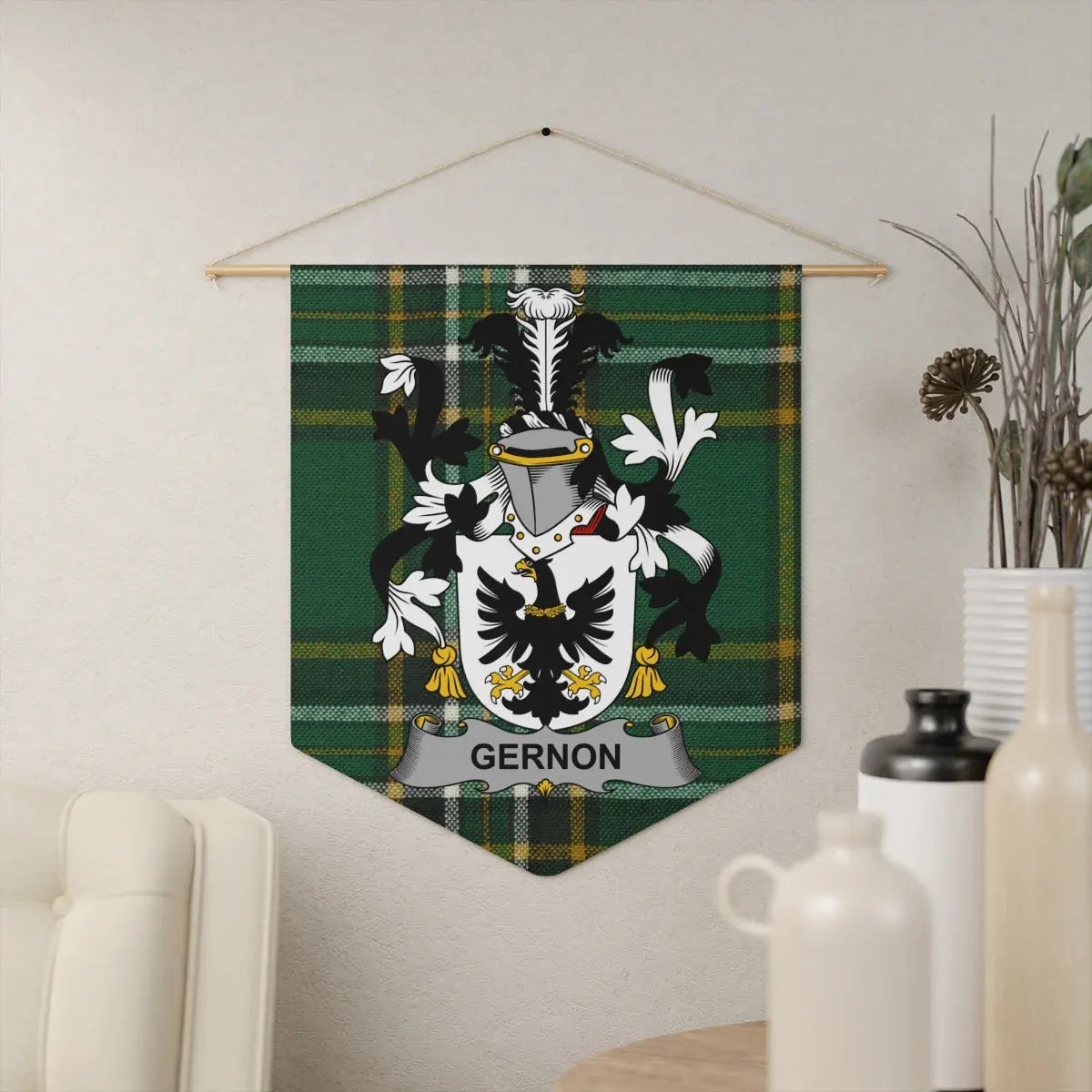 Gernon Family Crest Green Plaid Wall Hanging product