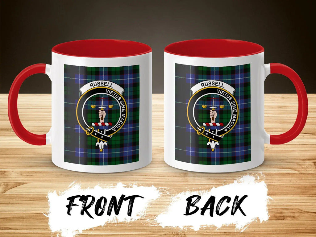 Russell Virtus Sine Macula Tartan Mug Front And Back Design
