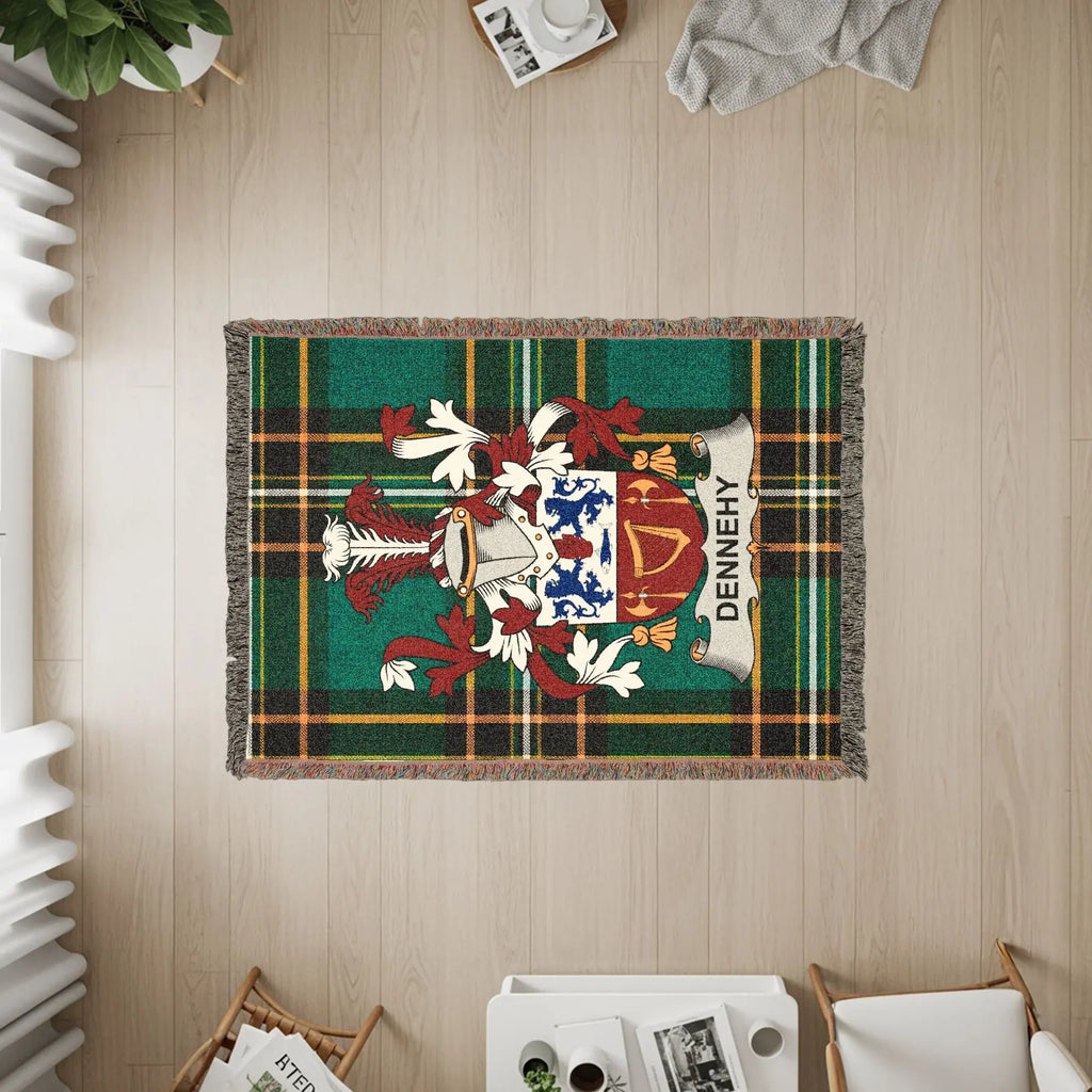 Dennehy Family Crest Tartan Green Blanket product type