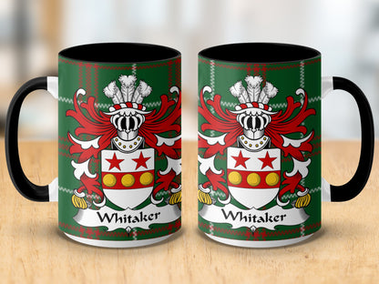 Whitaker Welsh Surname Coat of Arms Tartan Mug - Living Stone Gifts