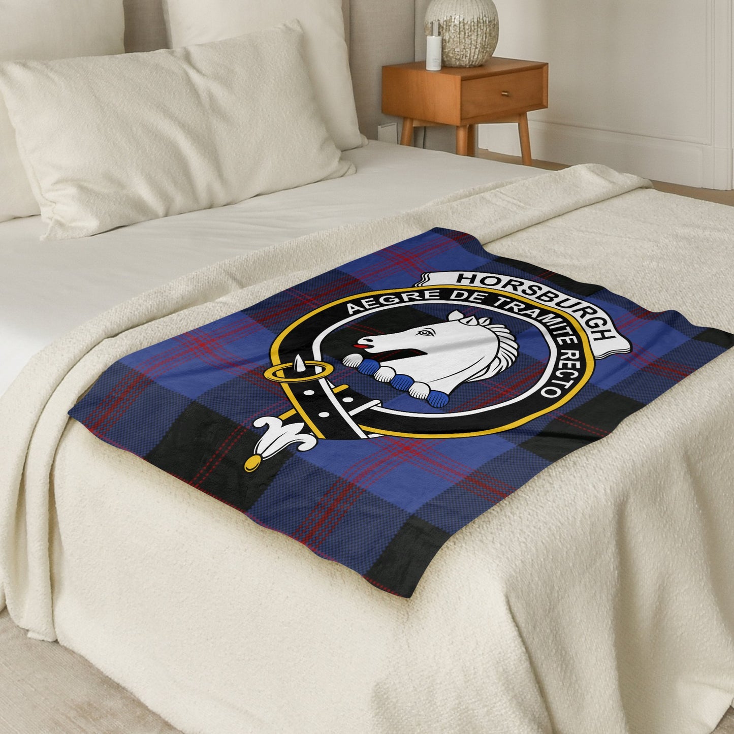 Scottish Clan Horsburgh Crest Tartan Blanket - Living Stone Gifts