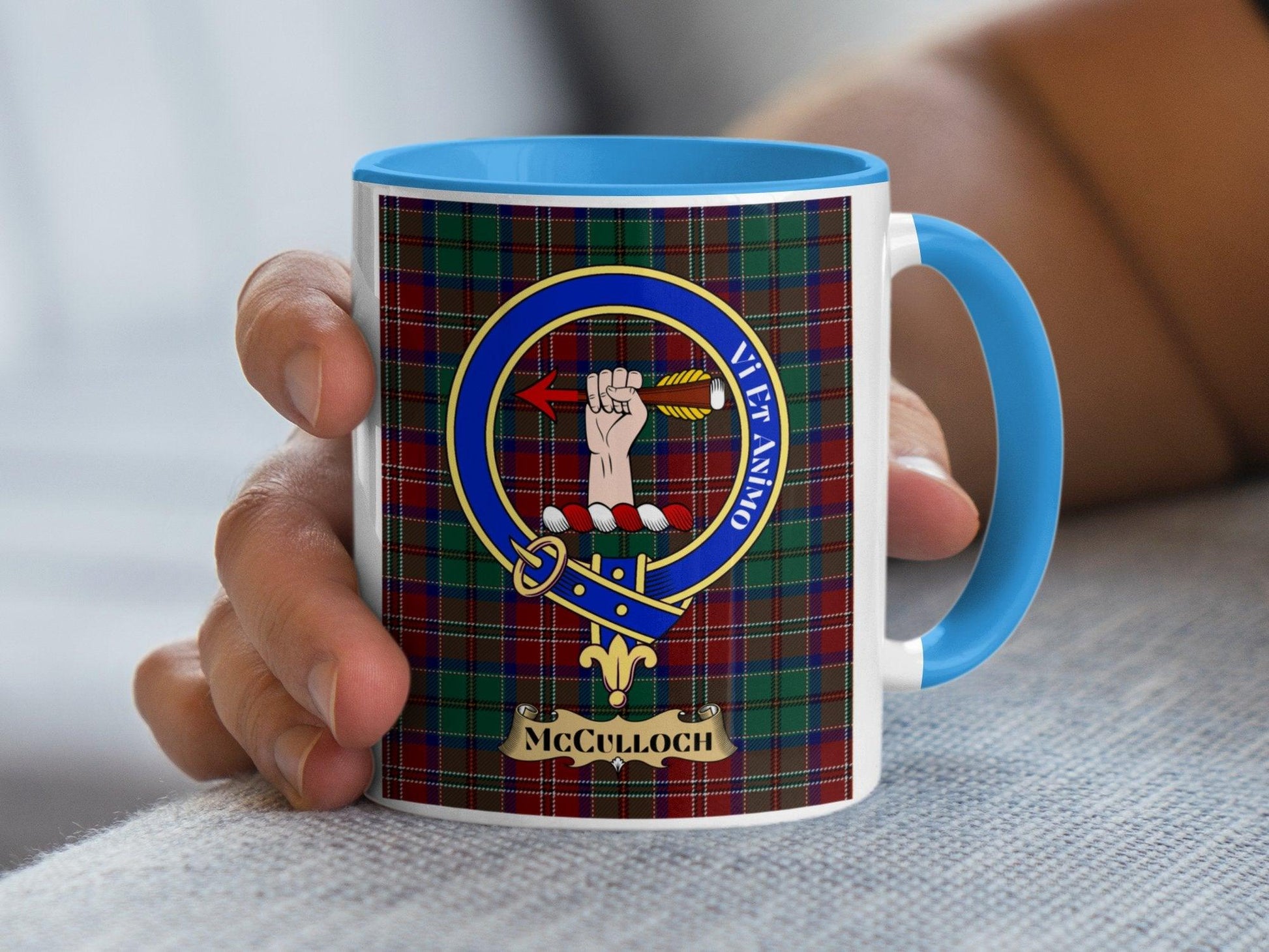 McCulloch Clan Family Crest Tartan Design Coffee Mug - Living Stone Gifts