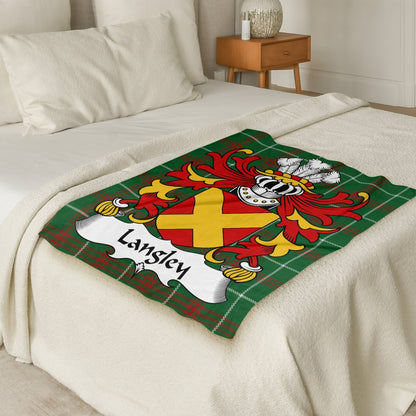 Langley Coat of Arms Welsh National Tartan Background Blanket - Living Stone Gifts