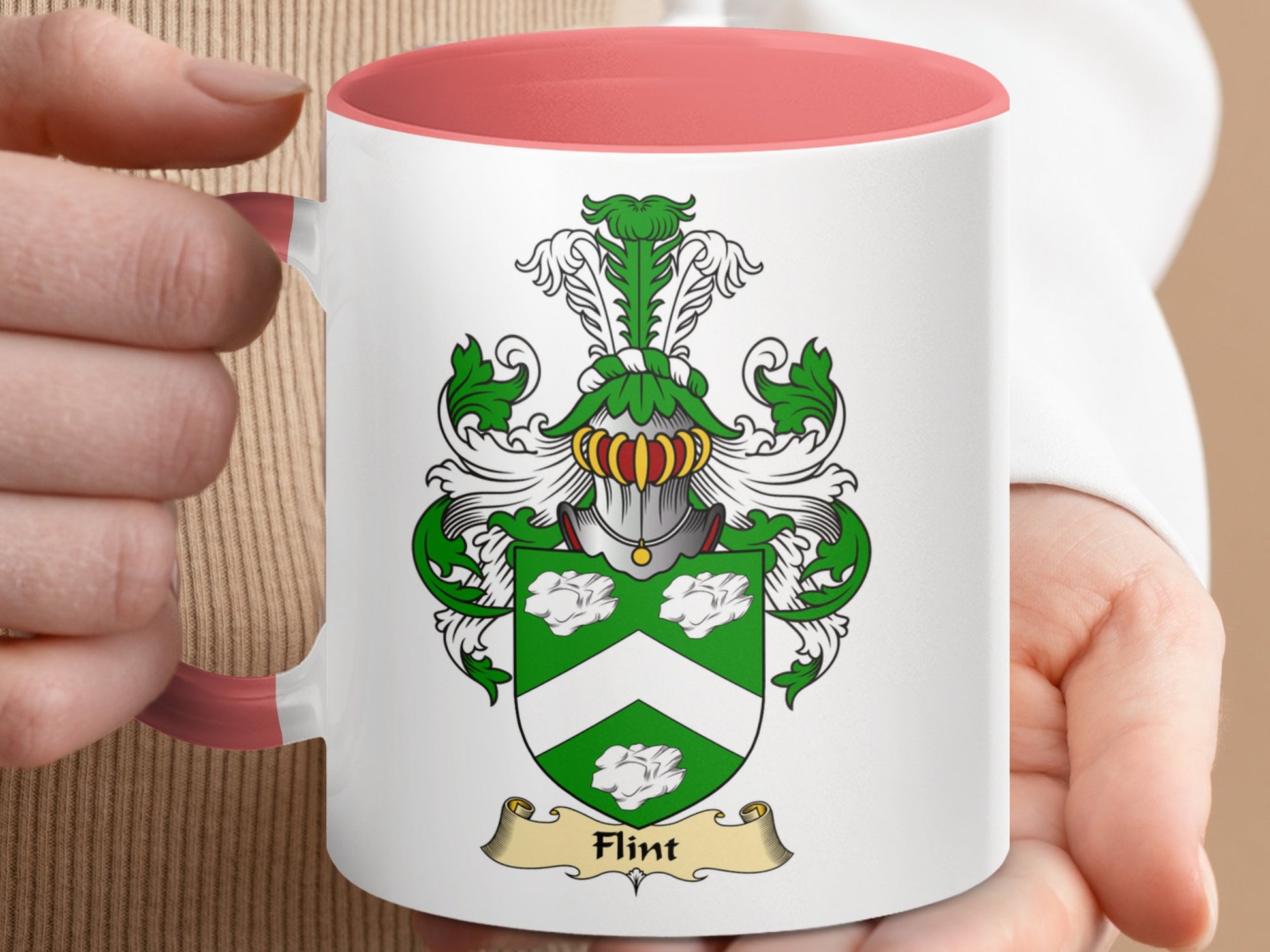 Clan Flint Scottish Coat of Arms Accent Coffee Mug - Living Stone Gifts