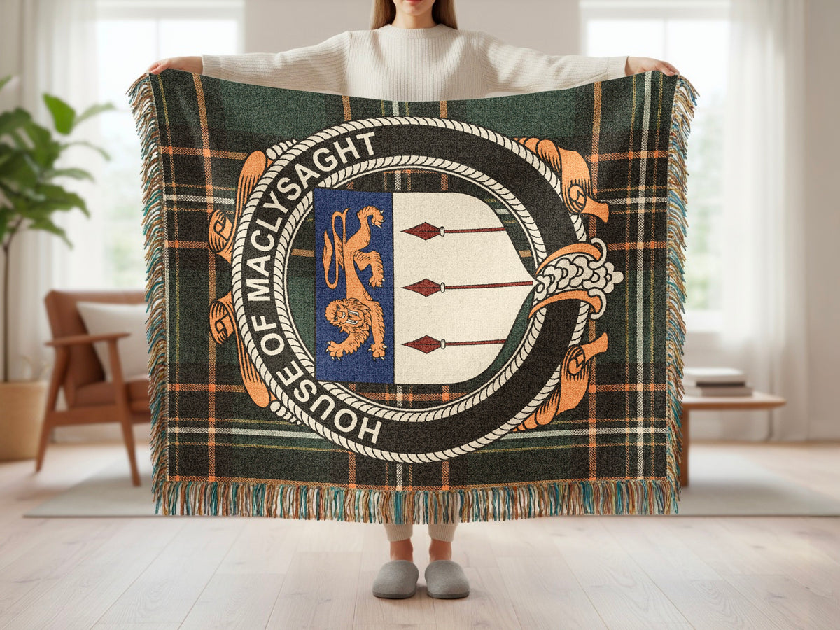 MacLysaght surname blanket showing Irish National Tartan woven design